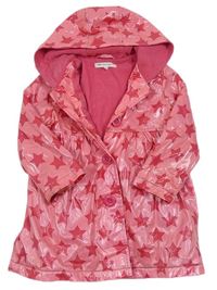 Růžový pogumovaný jarní kabát s hvězdičkami a kapucí zn. M&S