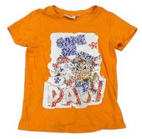 Oranžové tričko s překlápěcími flitry s PAW PATROL zn. nickelodeon