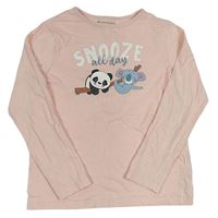 Růžové pyžamové triko s pandou a koalou zn. Primark