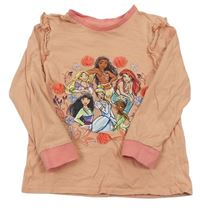 Meruňkové pyžamové triko s volánky - Disney princezny zn. Disney