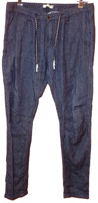 Pánské modré chino kalhoty riflového vzhledu