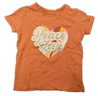 Oranžové tričko s nápisem zn. Primark