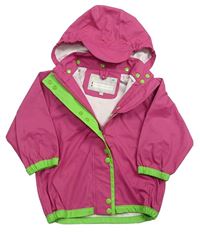 Růžovo-zelená nepromokavá bunda s odepínací kapucí zn. Kozi kidz
