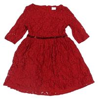 Červené krajkované šaty se třpytivým pruhem zn. F&F