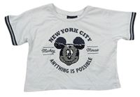 Bílé crop tričko s překlápěcími flitry - Mickey zn. Primark