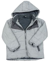 Tmavošedo-šedá melírovaná šusťáková zimní bunda s kapucí zn. Alive
