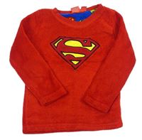 Červená chlupatá pyžamová mikina se znakem - Superman zn. Rebel