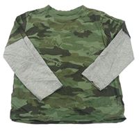 Khaki-šedé army triko s auty zn. M&Co.