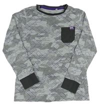 Šedo-fialové vzorované pyžamové triko zn. C&A