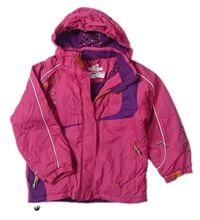 Růžovo-fialová šusťáková lyžařská bunda s odepínací kapucí zn. Etirel