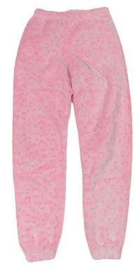 Neonově růžové vzorované chlupaté pyžamové kalhoty zn. Love Sleep