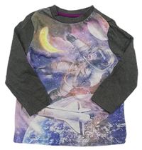 Šedo-lila triko s kosmonautem zn. F&F