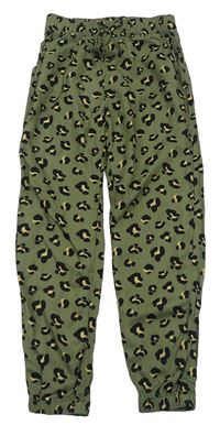 Khaki lehké kalhoty s leopardím vzorem zn. H&M
