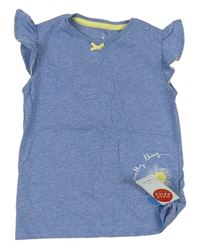 Modré melírované tričko s květem zn. Mothercare