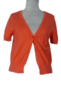 Dámský oranžový propínací svetr s krátkými rukávy zn. TU 