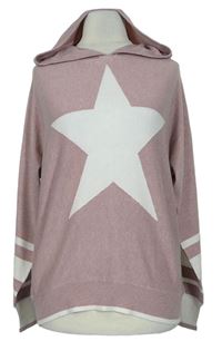 Dámský růžový svetr s hvězdičkou a kapucí zn. F&F