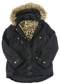 Černý šusťákový zimní kabát s kapucí zn. Candy Couture
