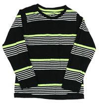 Černo-bílo-neonově zelené pruhované triko zn. Matalan