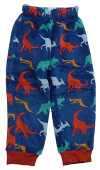 Modré chlupaté pyžamové kalhoty s dinosaury zn. Jeff&Co