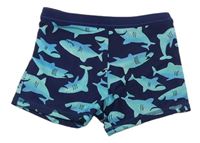 Tmavomodro-modré nohavičkované plavky se žraloky zn. F&F