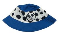 Petrolejovo-bílý plátěný klobouk s puntíky a Mickeym zn. Disney