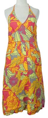 Dámské barevné květované lněné šaty zn. H&M