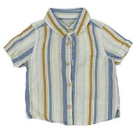 Béžovo-medovo-modrá pruhovaná košile zn. Primark