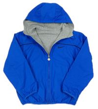 Modrá šusťáková oboustranná jarní zateplená bunda s kapucí zn. Nike