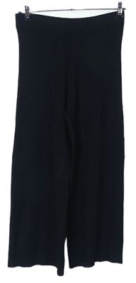 Dámské černé pletené žebrované culottes kalhoty 