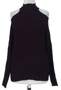 Dámský vínový žebrovaný svetr s průstřihy zn. New Look 
