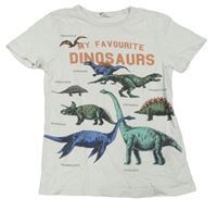 Bílé tričko s dinosaury a nápisem zn. H&M