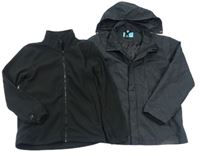 3v1 - Černá šusťáková funkční celoroční bunda s kapucí zn. Mountain Warehouse