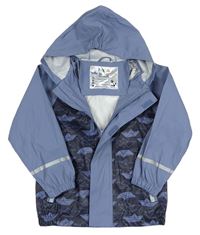 Tmavomodro-modrošedá nepromokavá bunda s lodičkami a kapucí zn. lupilu