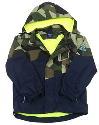 Tmavomodro-army šusťáková jarní bunda s odepínací kapucí zn. Top&Sky