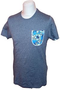Pánské modré melírované tričko s kapsou zn. Superdry