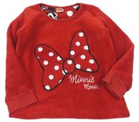 Červená chlupatá pyžamová mikina s mašlí - Minnie zn. Disney