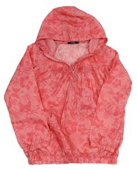 Růžová květovaná šusťáková bunda s kapucí zn. George