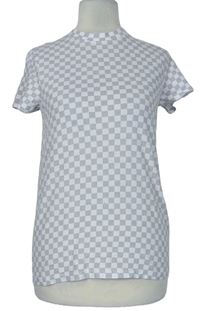 Dámské šedo-bílé kostkované tričko zn. Primark 