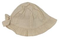 Světlepudrový krepový klobouk s mašlí zn. Matalan