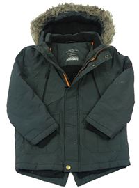 Tmavozelená šusťáková zimní bunda s kapucí zn. Primark