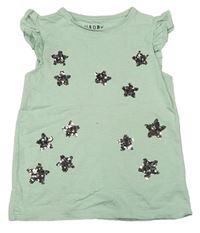 Světlezelené tričko s hvězdami z flitrů zn. F&F