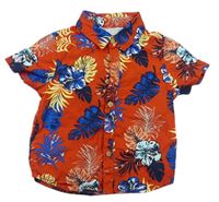 Červená košile s listy havajského stylu zn. Primark