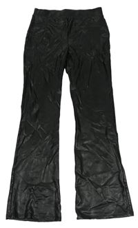 Černé flare koženkové kalhoty zn. ZARA