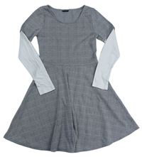Černo-světlešedo-bílé kostkovano/kárované vzorované šaty zn. M&Co