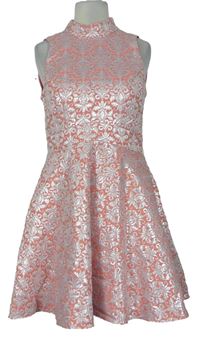Dámské růžovo-stříbné vzorované šaty zn. Miss Selfridge 