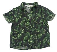 Černo-zelená košile s listy zn. H&M