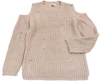 Starorůžový pletený svetr s děrováním a průstřihy zn. PRIMARK