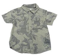 Khaki-army košile s papoušky a listy a logem zn. Mexx