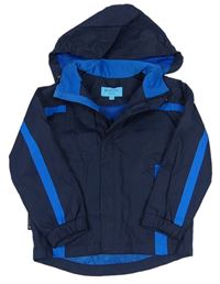 Tmavomodro-modrá šusťáková funkční jarní bunda s kapucí zn. Mountain Warehouse
