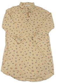 Béžové květované lehké košilové šaty zn. H&M